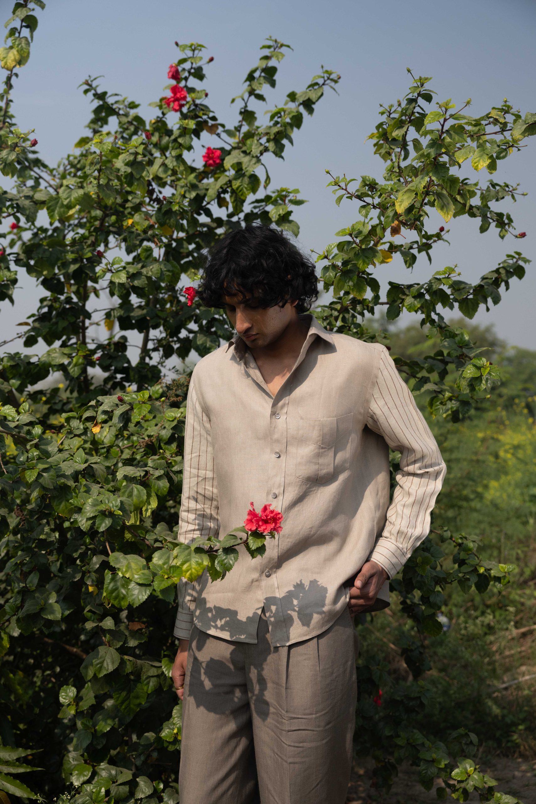 contemporary men’s shirt highlighting lightweight fabric and refined stitching